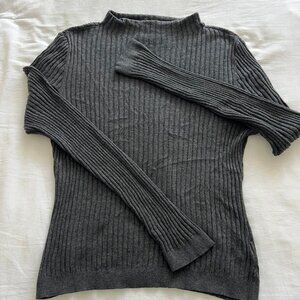 Grey ribbed mock turtleneck
